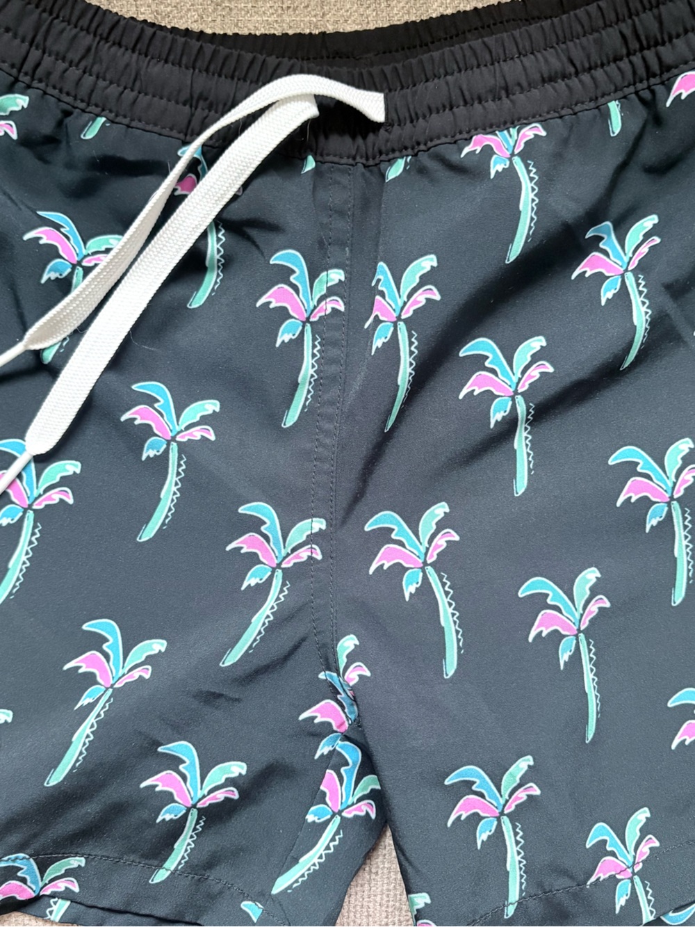 chubbies Black Shorts with Teal and Pink Palm Print